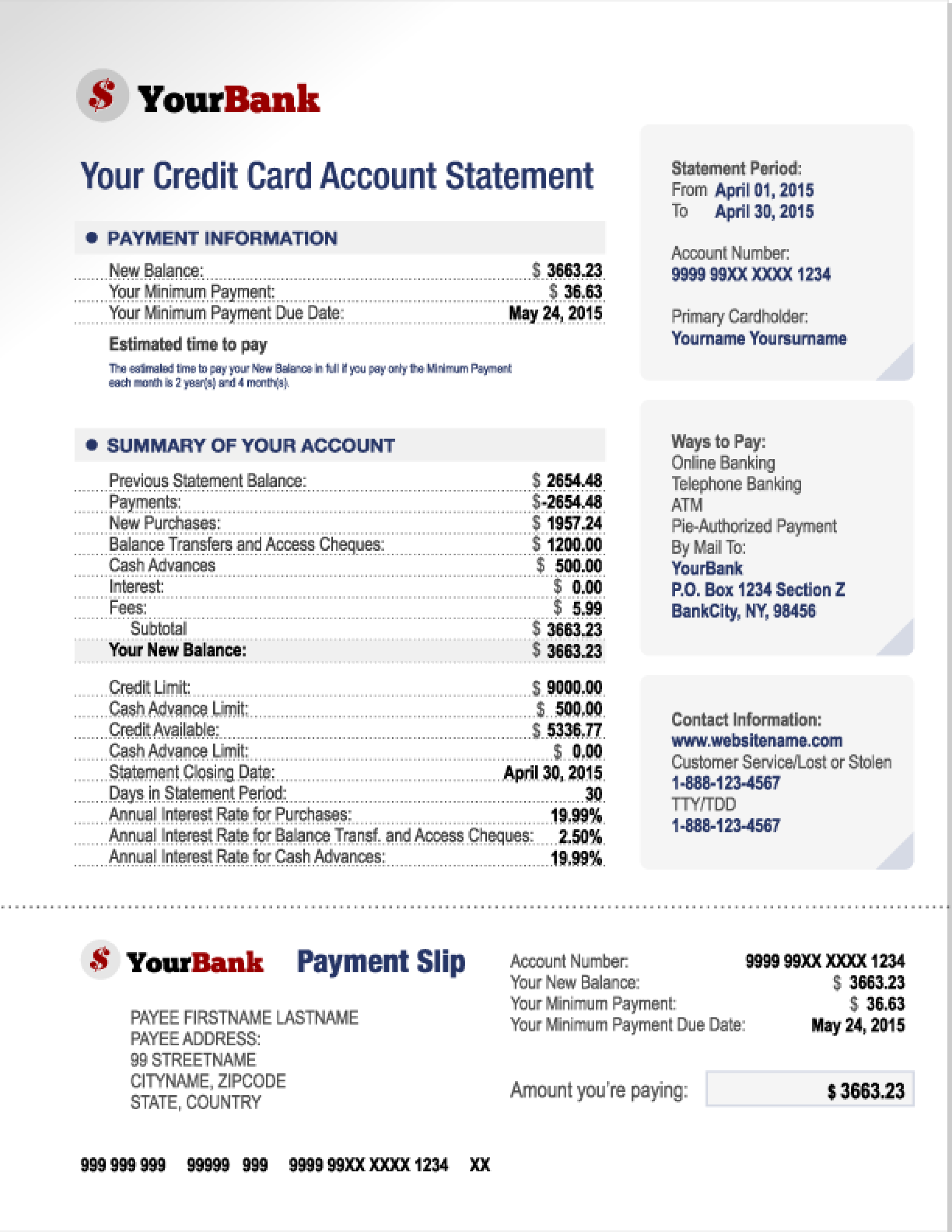 Bank Statement Issued Under Your Name Showing Your Full Residential 